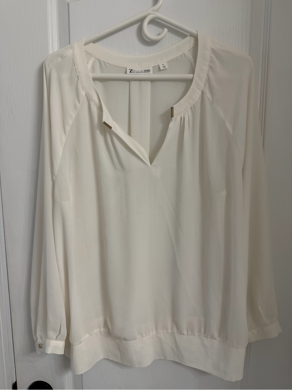 New York & Company Cream 7th Avenue Pleat Front Blouse
